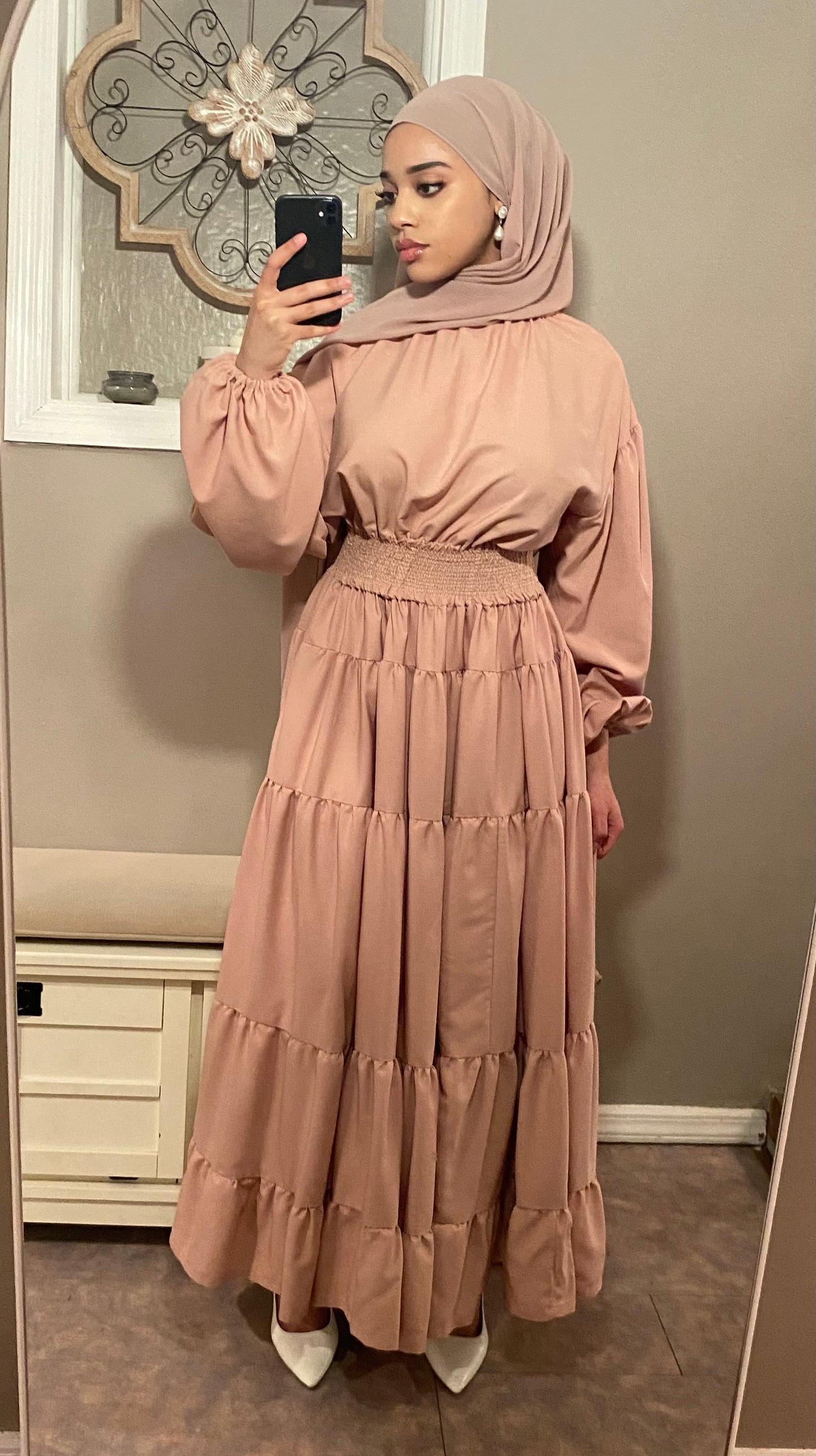 Blush Pink Layered Maxi Dress