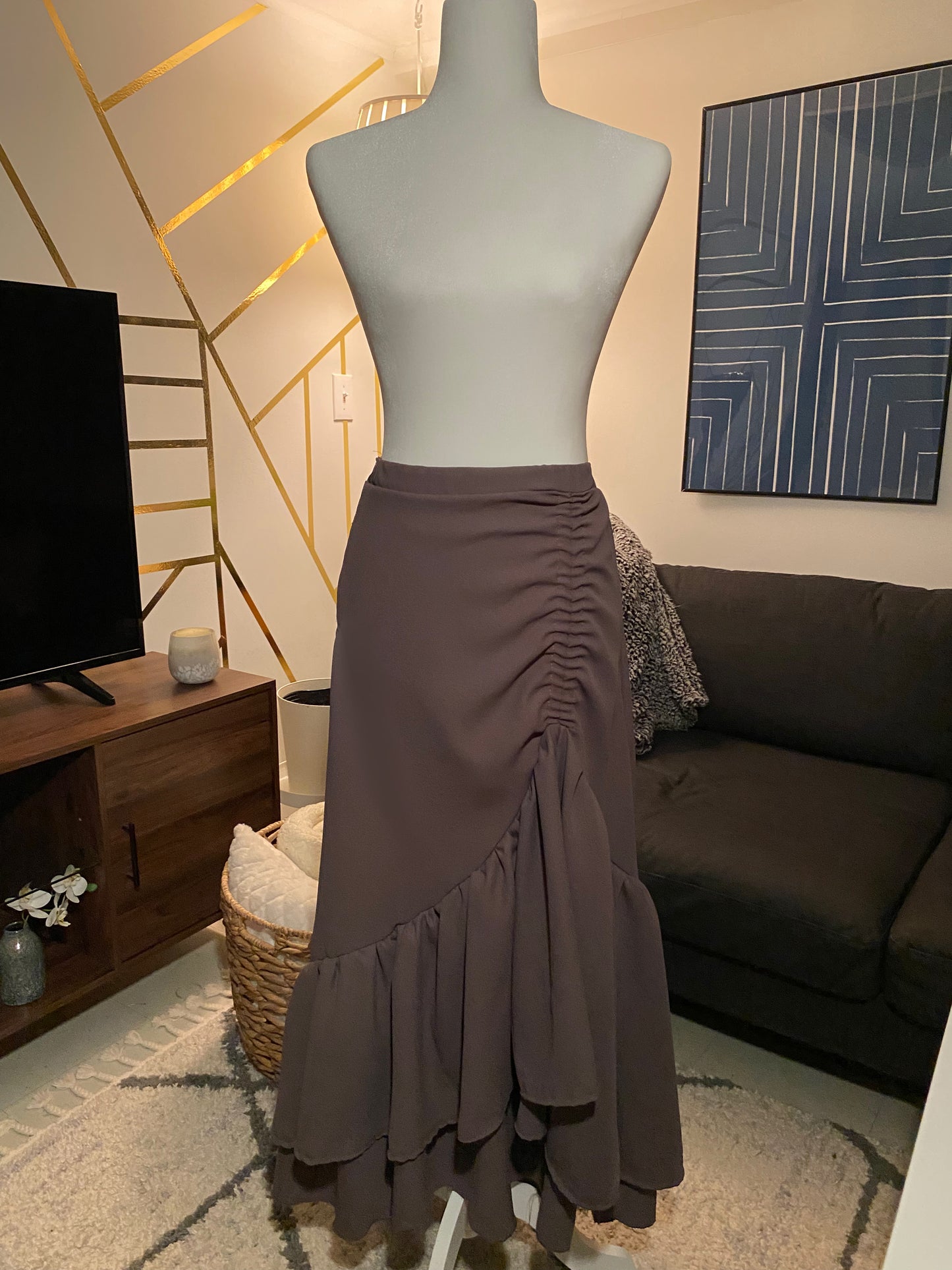 Grey side ruched skirt